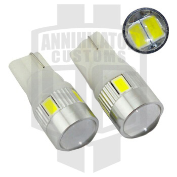 T10/W5W/194 6pc 5630 SMD LED Light Bulbs in Lens