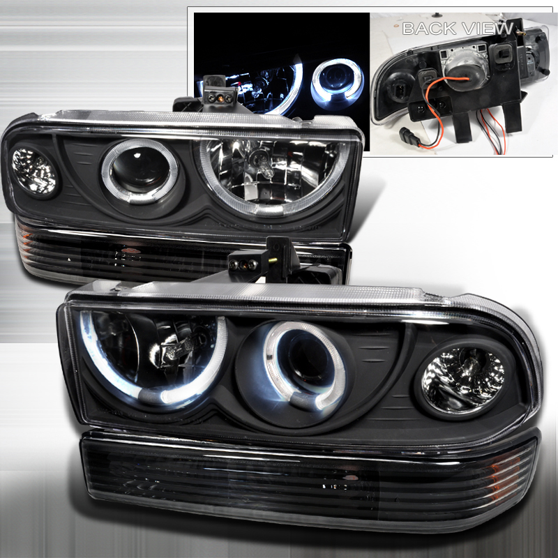 Combo Projector Headlight Black With Bumper Light for Chevrolet S10 years 1998-2004