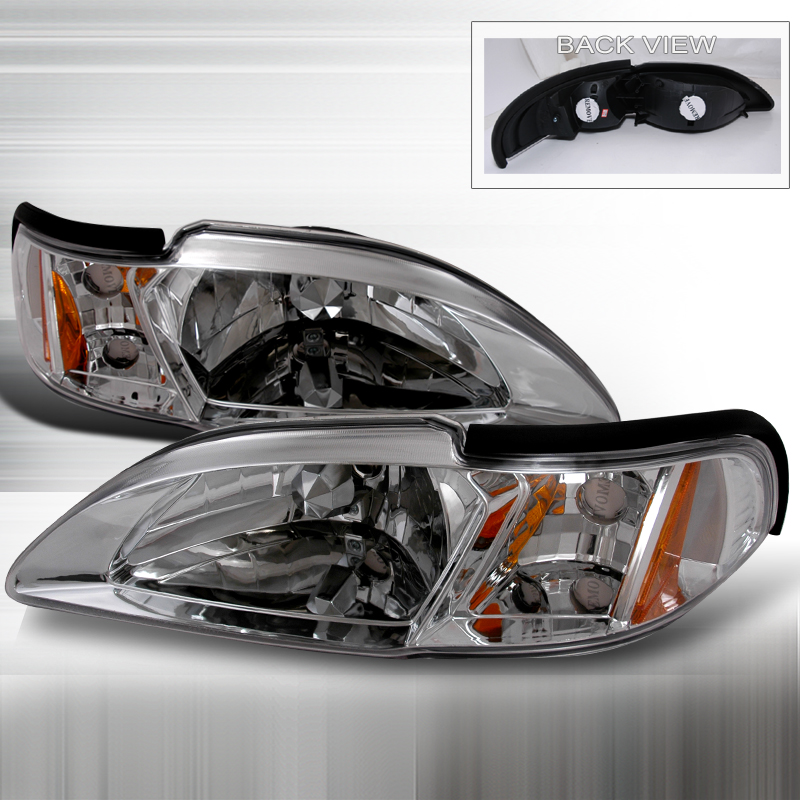 Crystal Housing Headlights Chrome for Ford Mustang years 1994-1998