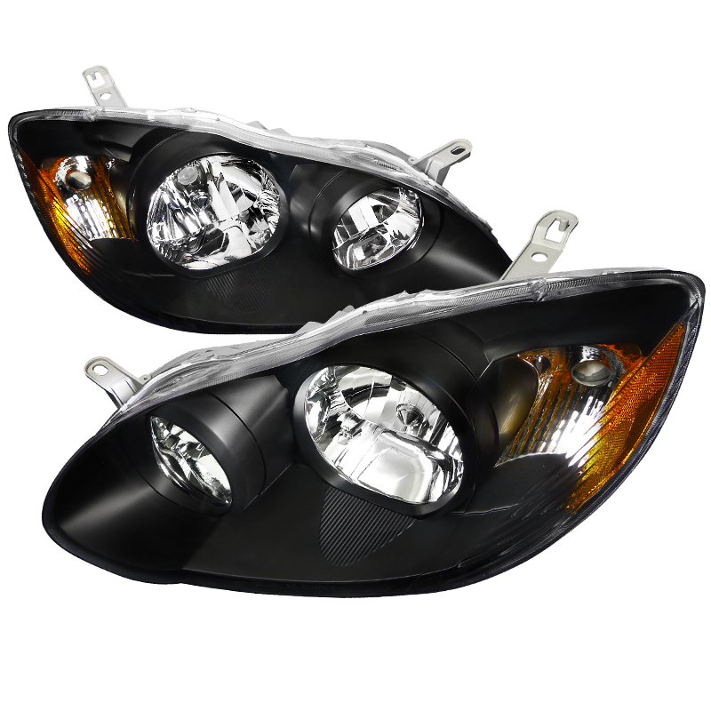 Euro Headlights Black Housing for Toyota  Corolla  years 2003-2008