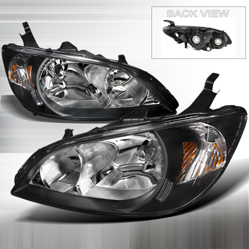 JDM Headlights - Black for Honda Civic years 2004-2005