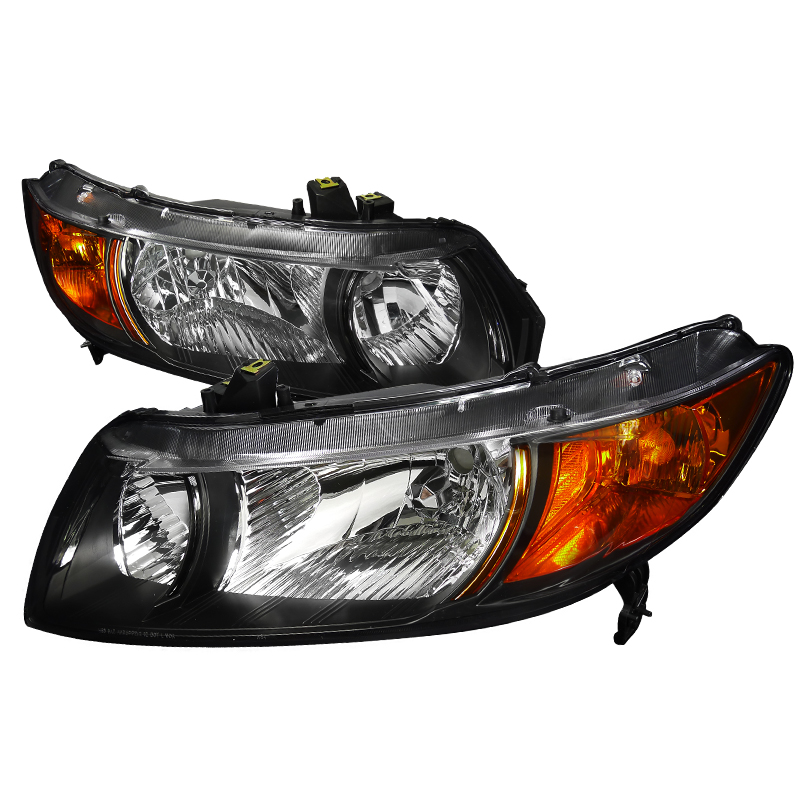 Euro Headlights Black Housing for Honda  Civic  years 2006-2010