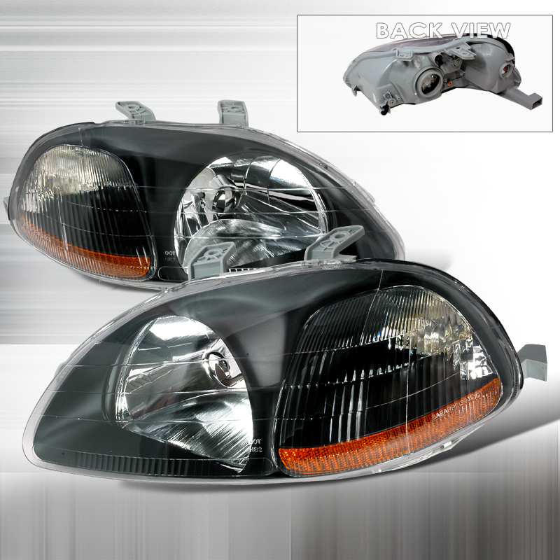 Crystal Housing Headlights Black for Honda Civic years 1996-1998