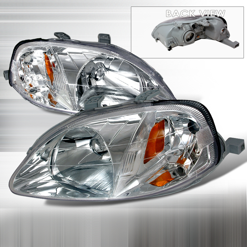 Crystal Housing Headlights Chrome for Honda Civic years 1999-2000