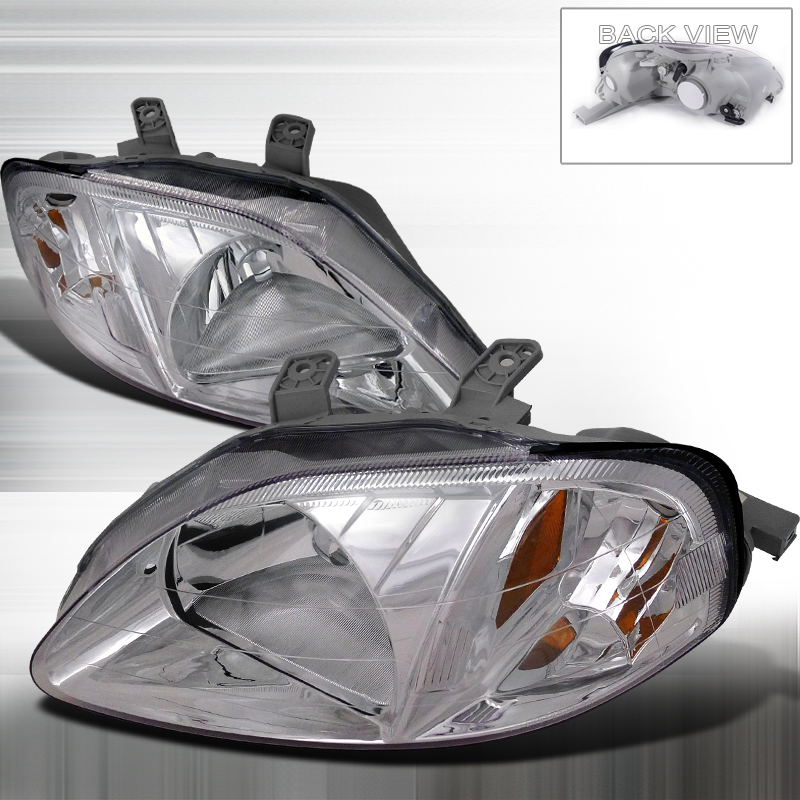 Crystal Housing Headlights Chrome for Honda Civic years 1999-2000