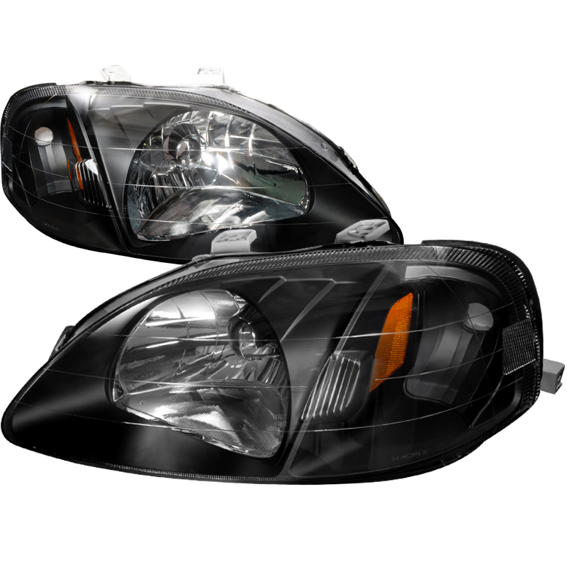 Crystal Housing Headlights Black for Honda Civic years 1999-2000