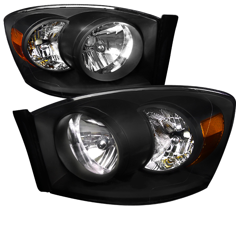 Euro Headlight Black Housing for Dodge  RAM  years 2006-2008