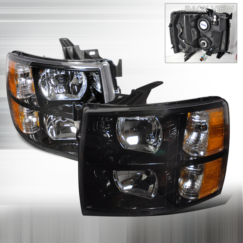 Crystal Housing Headlights Black for Chevrolet Silverado years 2007-2010