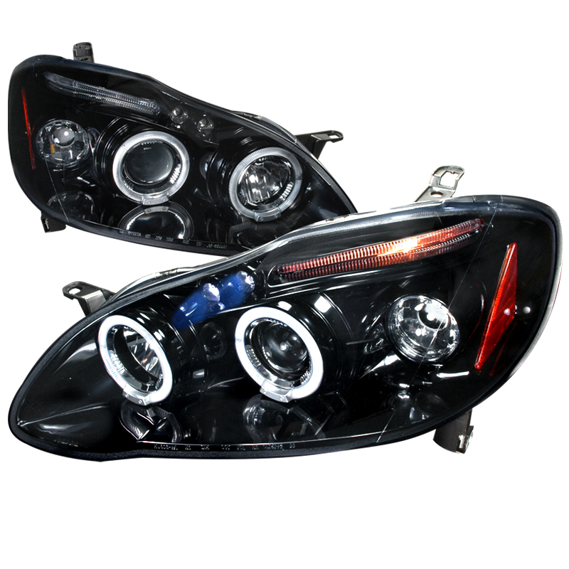 Halo Projector Headlight Gloss Black Housing Smoke Lens for Toyota Corolla years 2003-2008