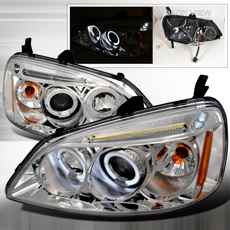 Halo LED Projector Chrome for Honda Civic years 2001-2003