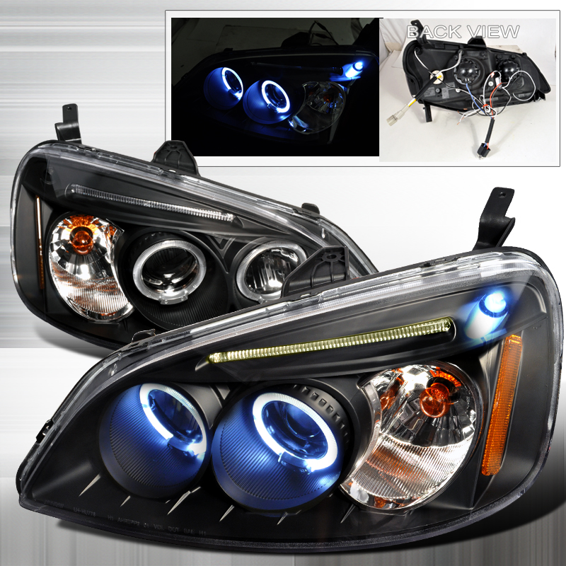 Halo LED Projector Black for Honda Civic years 2001-2003