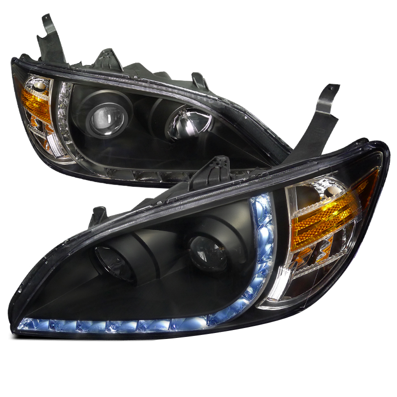 R8 Style Projector Headlight Black Housing for Honda Civic years 2004-2005