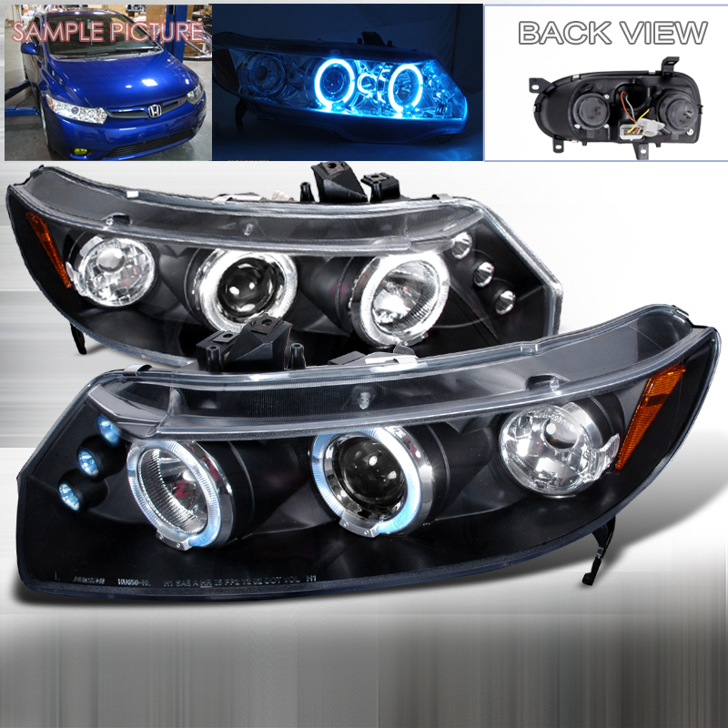 Halo LED Projector Black for Honda Civic years 2006-2011