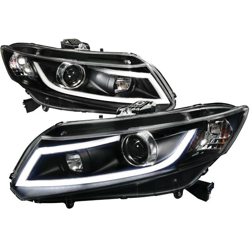 R8 Style LED Projector Headlight  Black for Honda Civic years 2012-2013