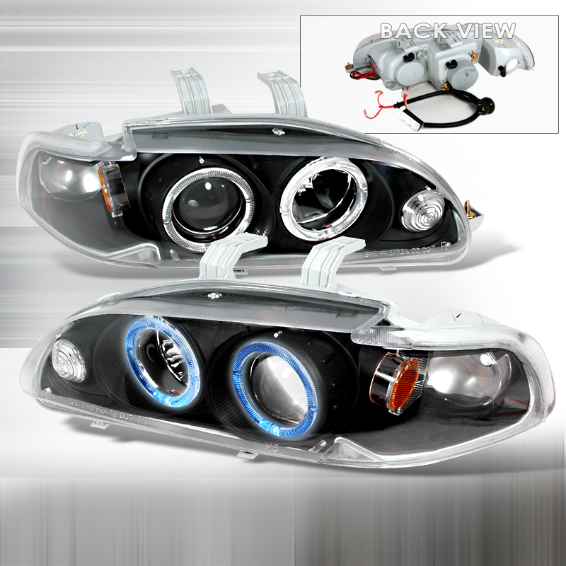 Halo Projector Headlights Black for Honda Civic years 1992-1995