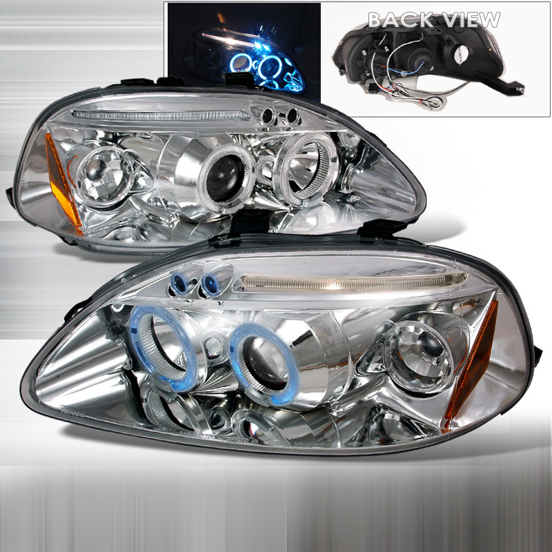 Halo LED Projector Chrome for Honda Civic years 1996-1998