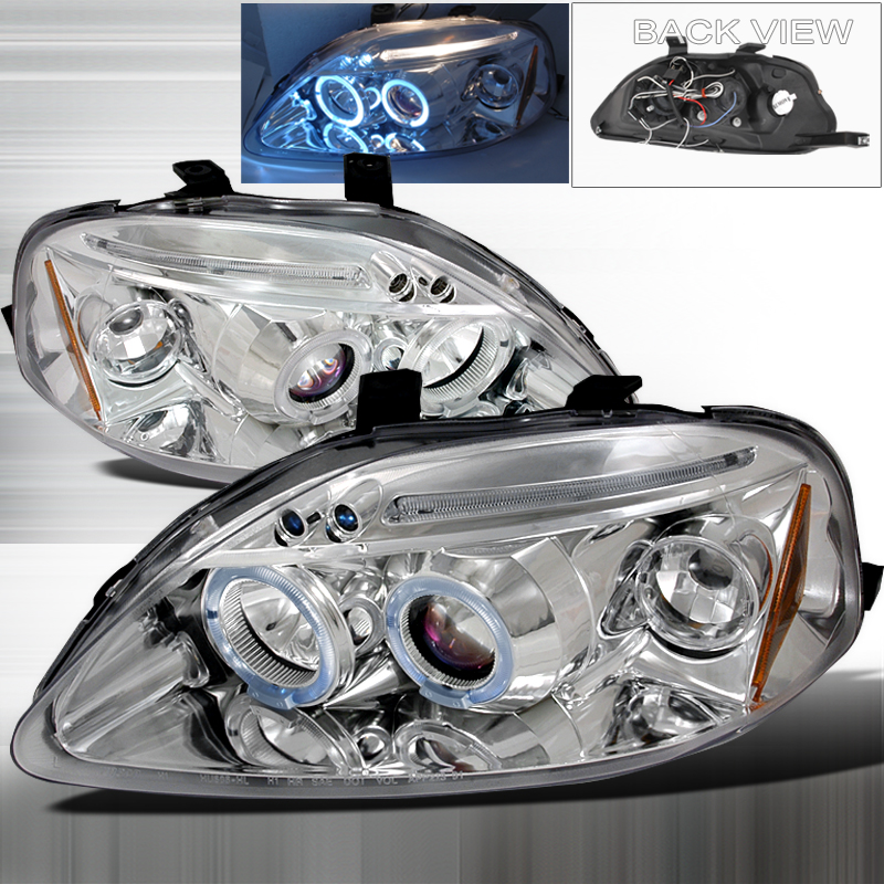 Halo LED Projector Chrome for Honda Civic years 1999-2000