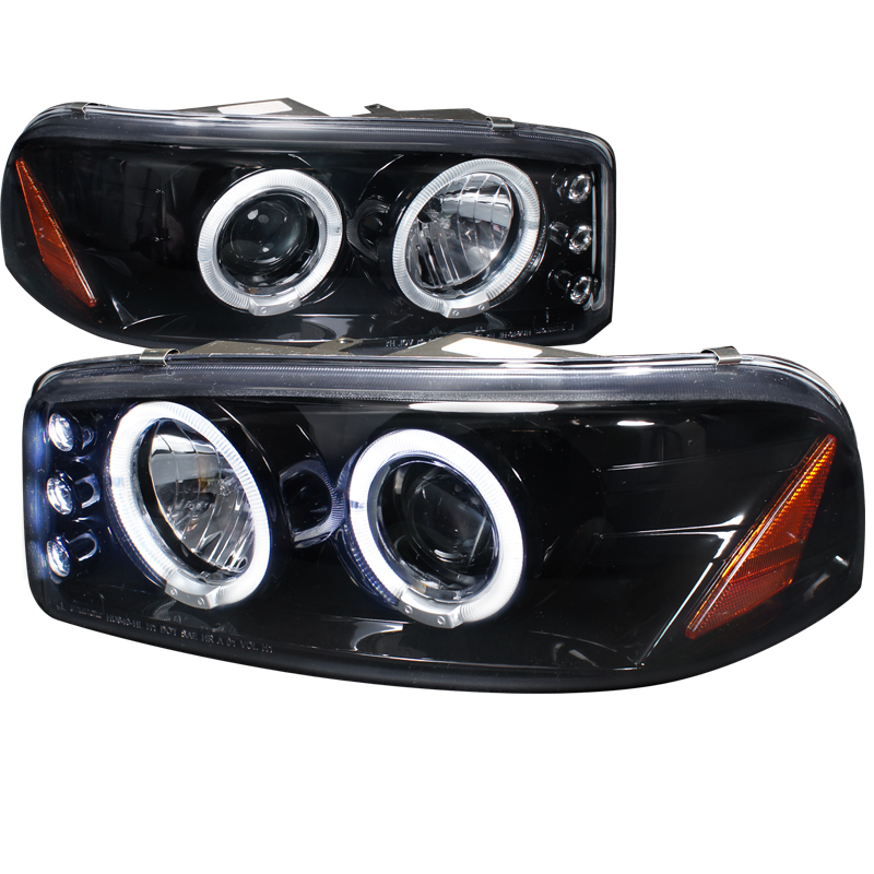 Halo Projector Headlight Gloss Black Housing Smoke Lens for GMC Denali years 2000-2006