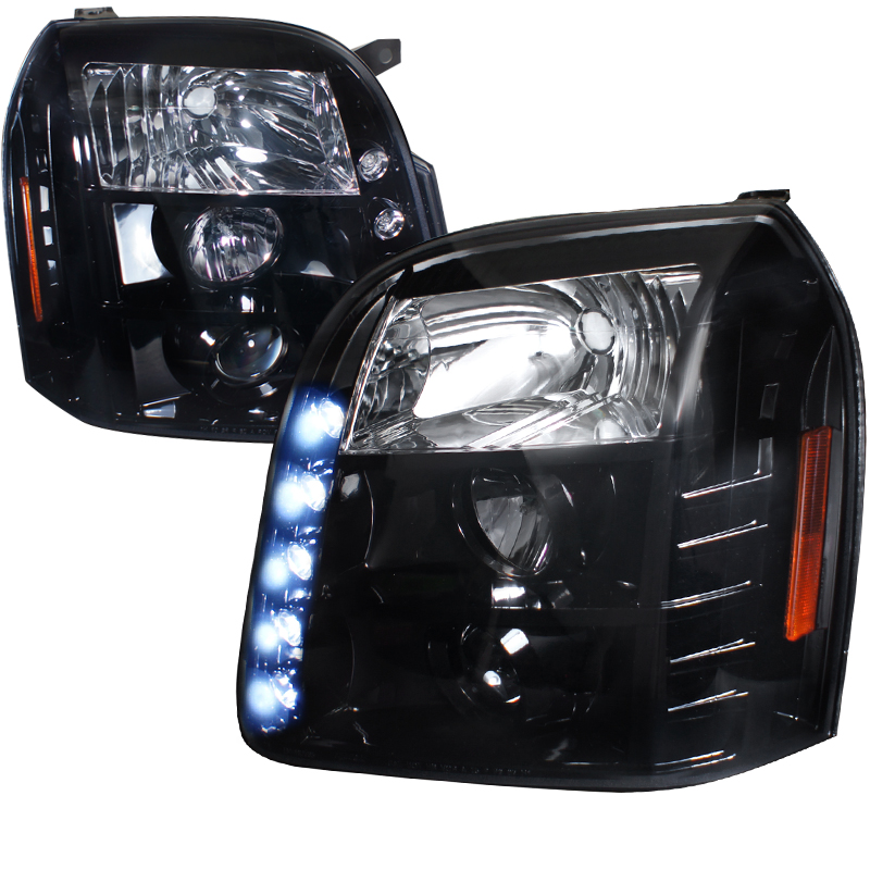 Halo Projector Headlight Gloss Black Housing Smoke Lens for GMC Denali years 2007-2010