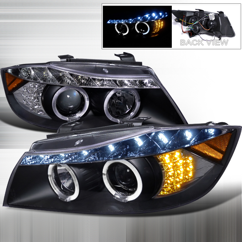 R8 Style Projector Headlight Gloss Black Housing Black Lens 4d Sedan Only for BMW E90 years 2006-2008