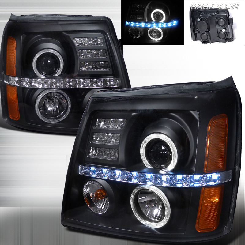 Projector Headlight Black Housing for Cadillac Escalade years 2002-2006