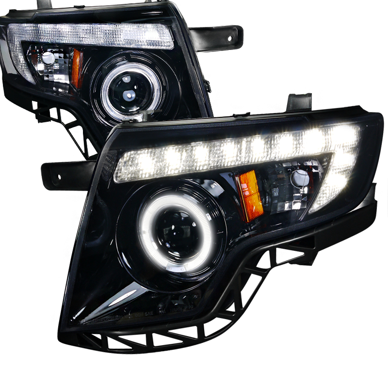 Smoked Lens Gloss Black Housing Projector Headlights for Ford Edge years 2007-2010