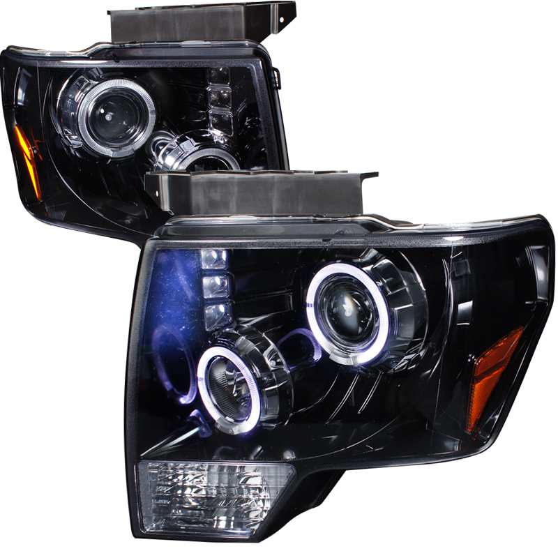 Halo Projector Headlight Gloss Black Housing Smoke Lens for Ford F150 years 2009-2011