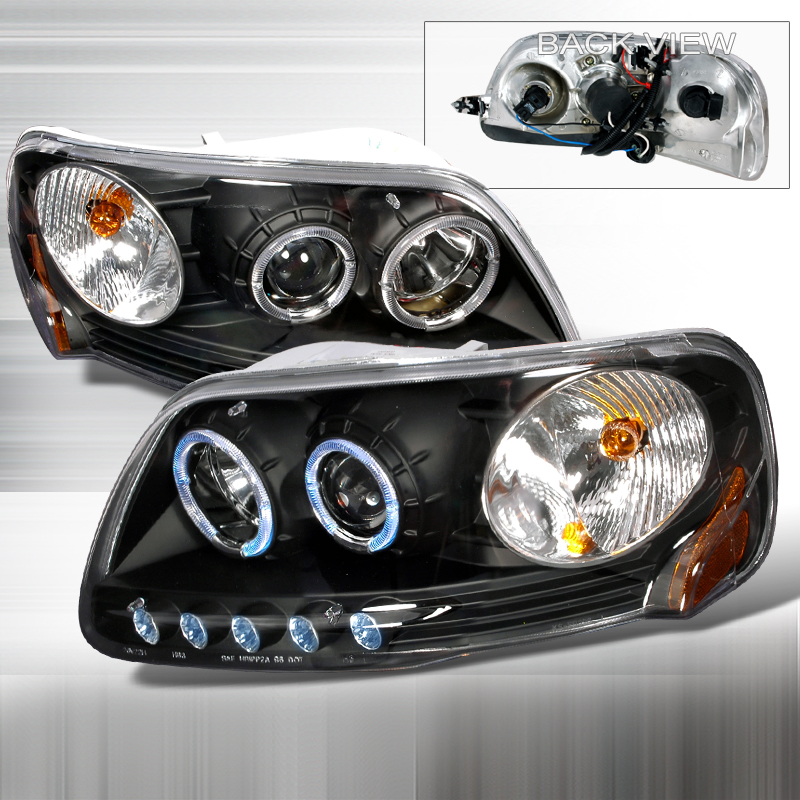 Halo Projector Headlights Black for Ford Expedition years 1997-2002