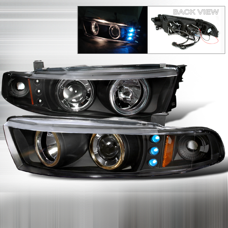 Projector Headlights Black for Mitsubishi Galant years 1999-2002