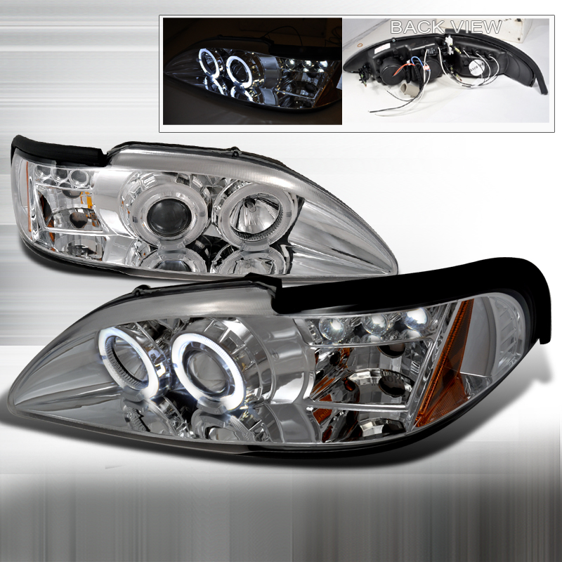 Halo LED Projector Chrome for Ford Mustang years 1994-1998