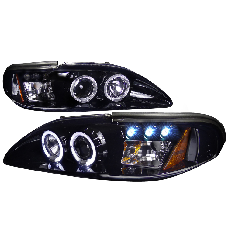 Smoked Lens Gloss Black Housing Projector Headlights for Ford Mustang years 1994-1998