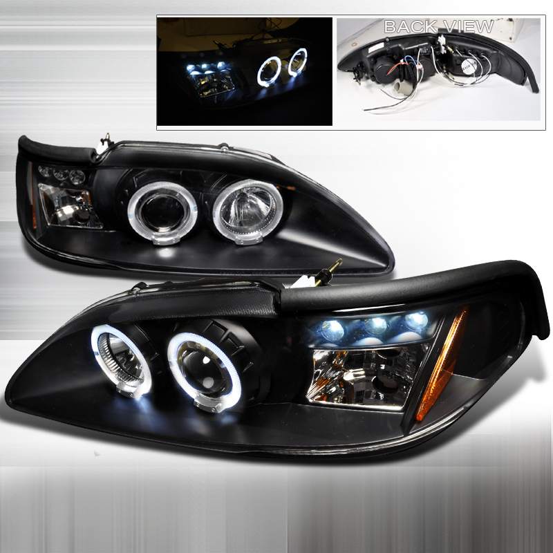 Halo LED Projector Black for Ford Mustang years 1994-1998