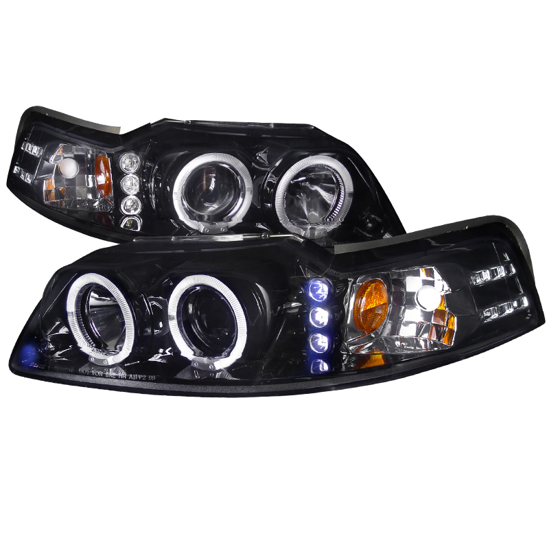 Smoked Lens Gloss Black Housing Projector Headlights for Ford Mustang years 1999-2004