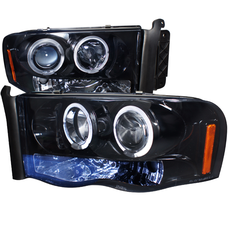 Halo Projector Headlight Gloss Black Housing Smoke Lens for Dodge RAM years 2002-2005