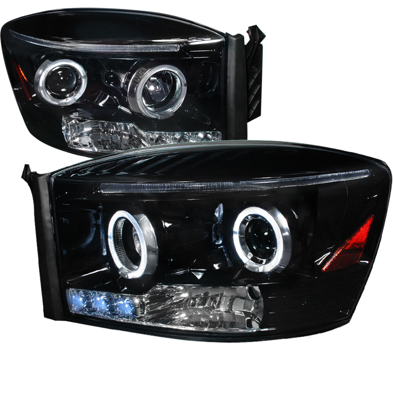 Halo Projector Headlight Gloss Black Housing Smoke Lens for Dodge RAM years 2006-2008