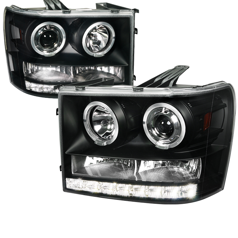 Projector Headlight Black Housing for GMC Sierra years 2007-2012