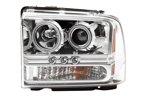 CCFL Halo Projector Headlights Chrome for Ford F350 years 2005-2007