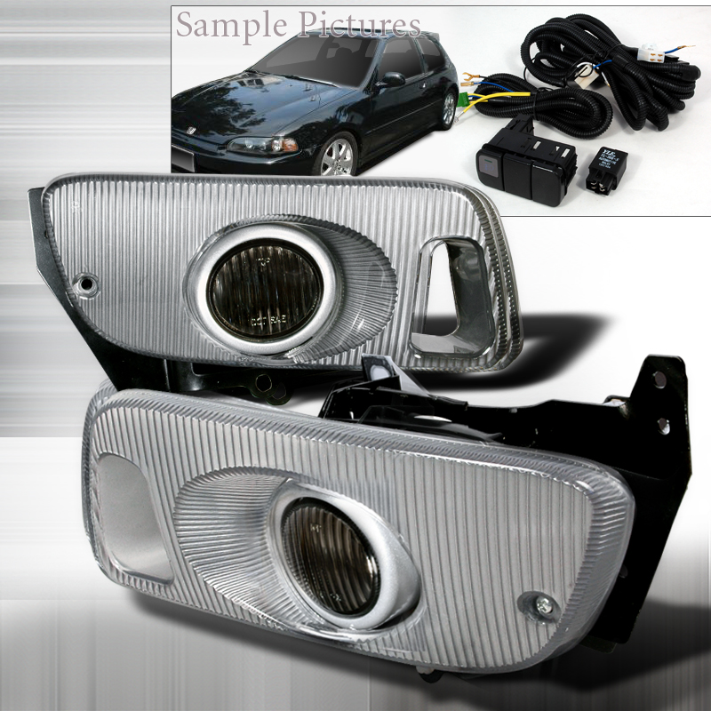 OEM Style Smoked Fog Lights with Carbon Fiber Cover for Honda Civic 2 and 3 Door Years 1992-1995