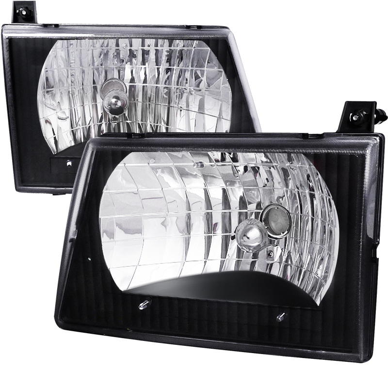 Euro Headlight Black Housing  for Ford  Econoline  years 1992-2006