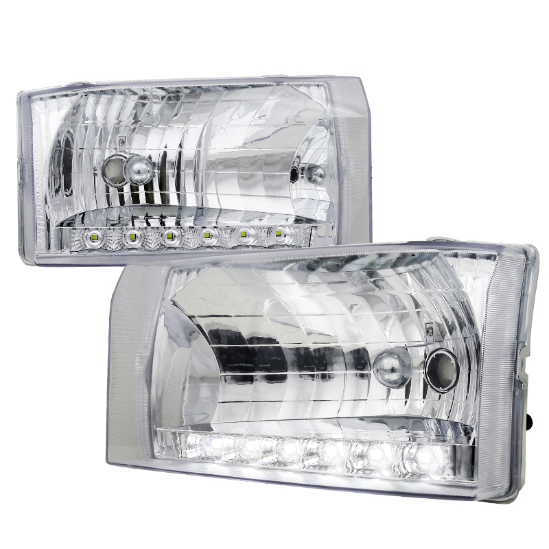 Crystal Housing Headlight Chrome With LED for Ford  F250  years 1999-2004