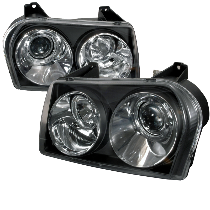 Projector Headlight Black, Not Compatible With Factory HID for Chrysler 300 years 2005-2010