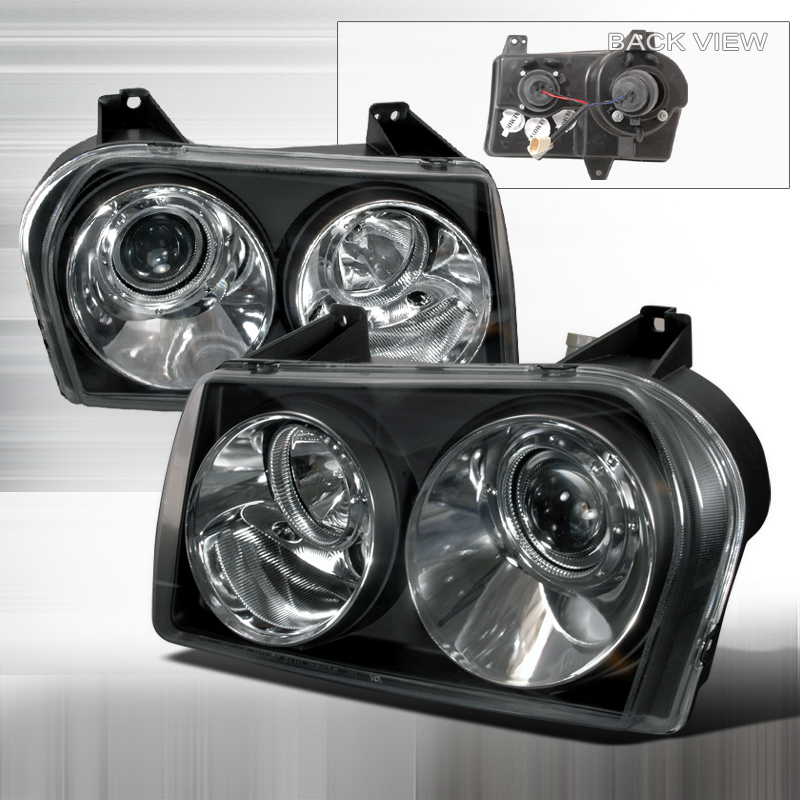 Projector Headlight - Black for Chrysler 300c years 2005-2010