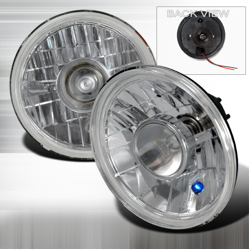 Universal 7 Inch Projector Headlights  Round With H4 Bulb Chrome