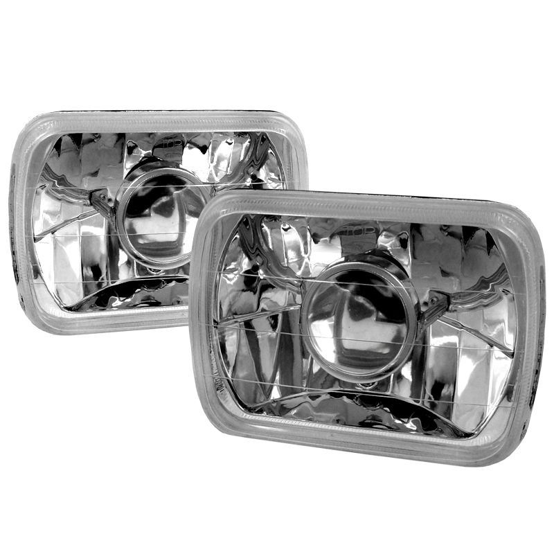 Universal 7x6 Projector Headlights Chrome