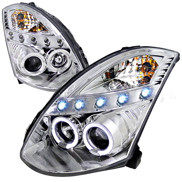 Chrome Housing Projector Headlight OE HID Compatible D2 Xenon Bulb Not Included for Infiniti G35 years 2003-2005