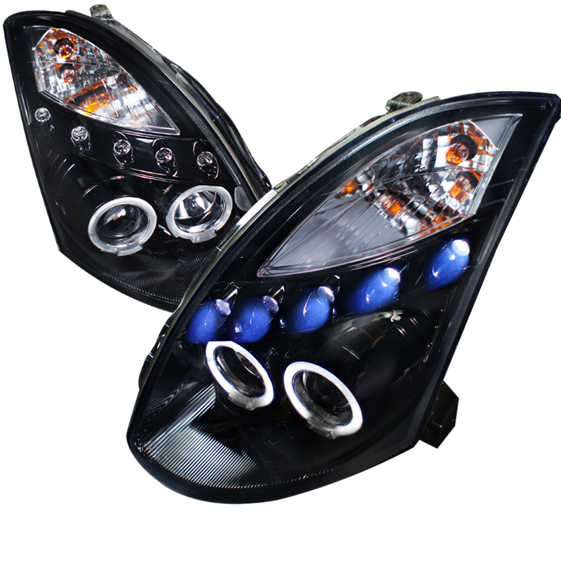 Projector Headlight Gloss Black Housing Smoke Lens Compatible With Factory HID for Infiniti G35 years 2003-2005