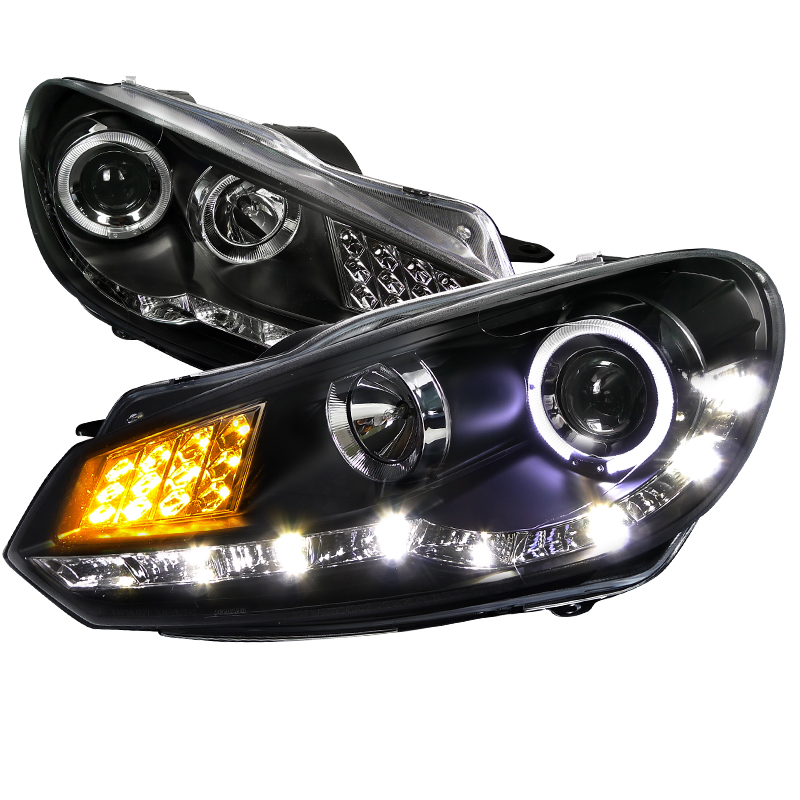 Projector Headlight R8 Style Black Housing With LED Signal for Volkswagen Golf years 2009-2010