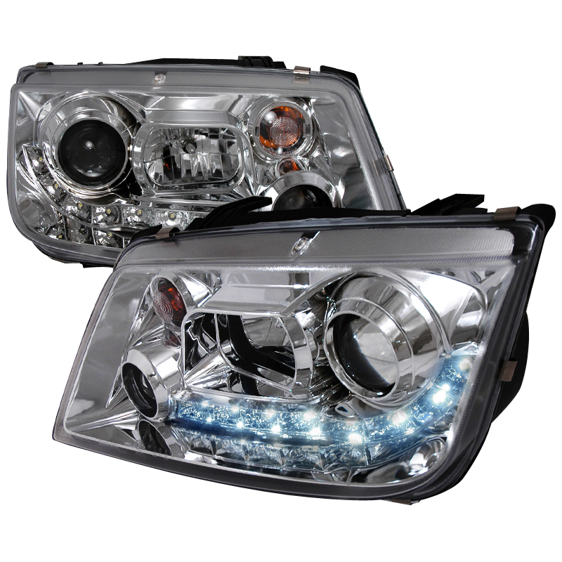 R8 Style Halo LED Projector Chrome for Volkswagen Jetta years 1999-2004