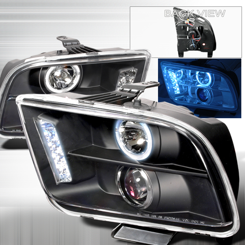 Halo LED Projector Black for Ford Mustang years 2005-2009