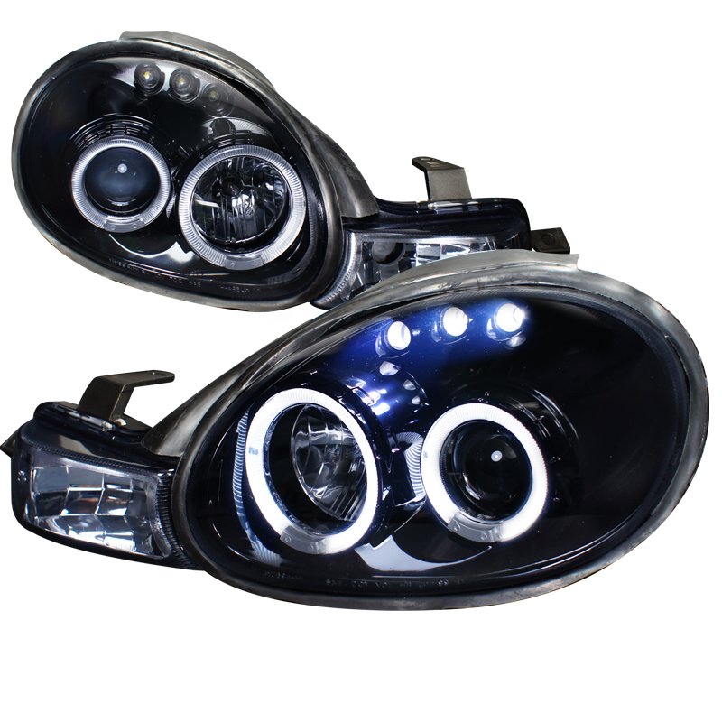 Projector Headlight Gloss Black Housing Smoke Lens for Dodge Neon years 2000-2002